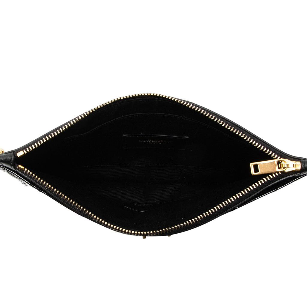 Saint Laurent Matelasse Patent Leather Monogram Bill Pouch