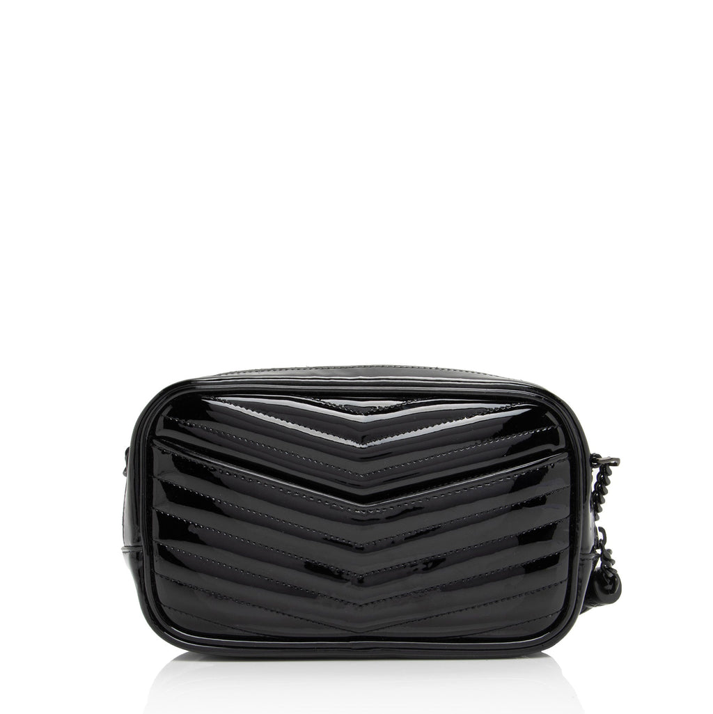 Saint Laurent Matelasse Patent Leather Monogram Lou Mini Camera Bag (SHF-xwMZnb)