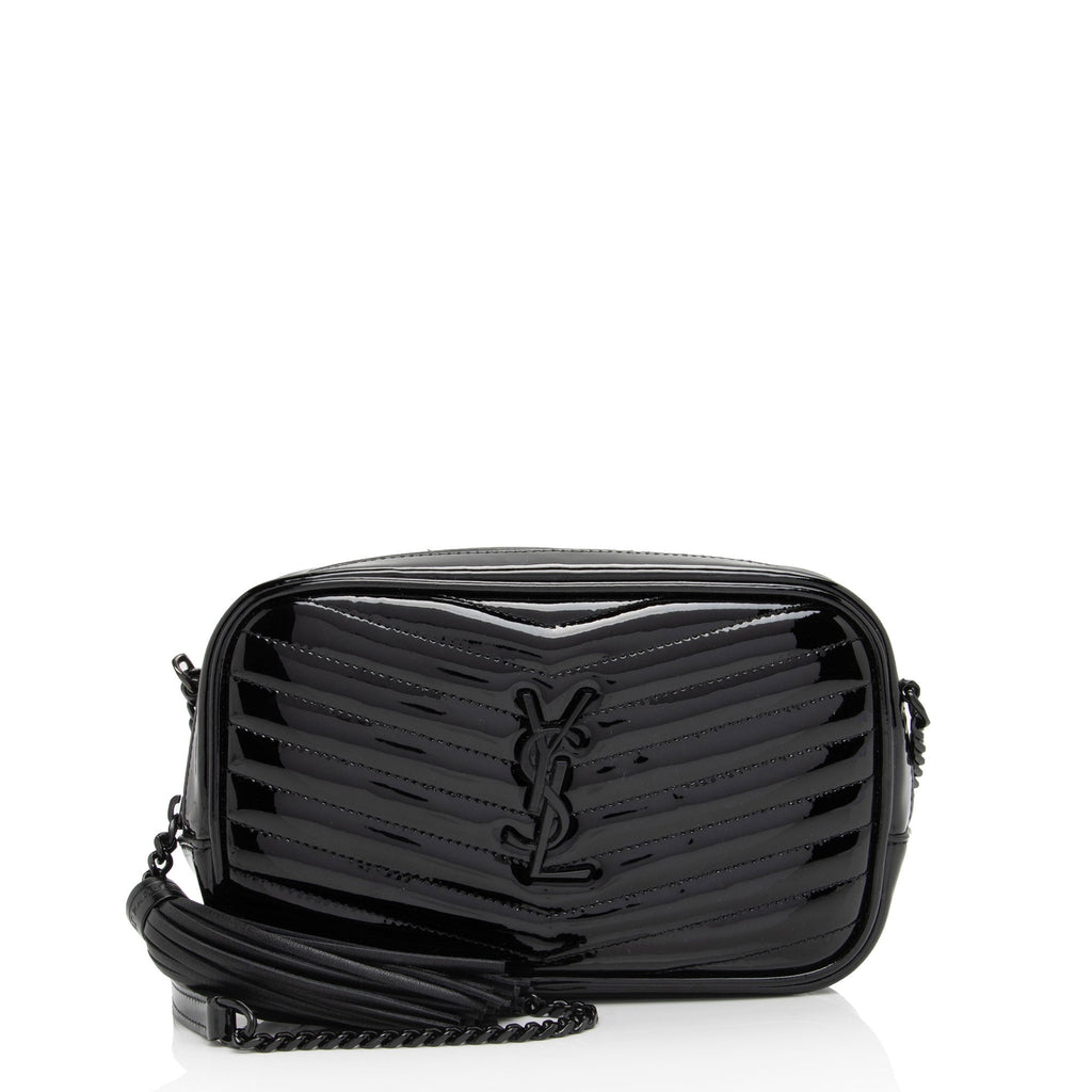 Saint Laurent Matelasse Patent Leather Monogram Lou Mini Camera Bag (SHF-xwMZnb)
