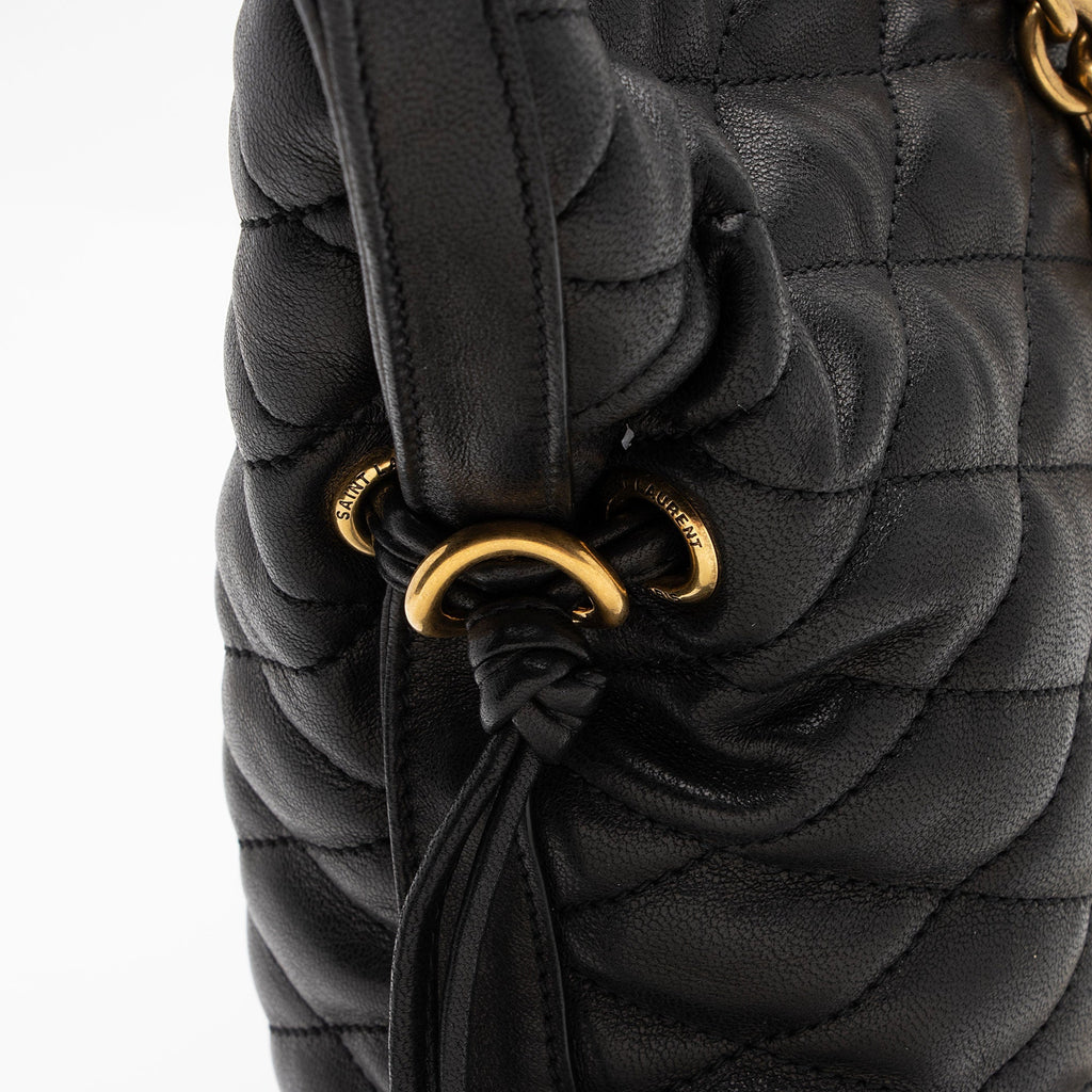 Saint Laurent Matelasse Quilted YSL Pochon Drawstring Tote (SHF-EoGX4B)