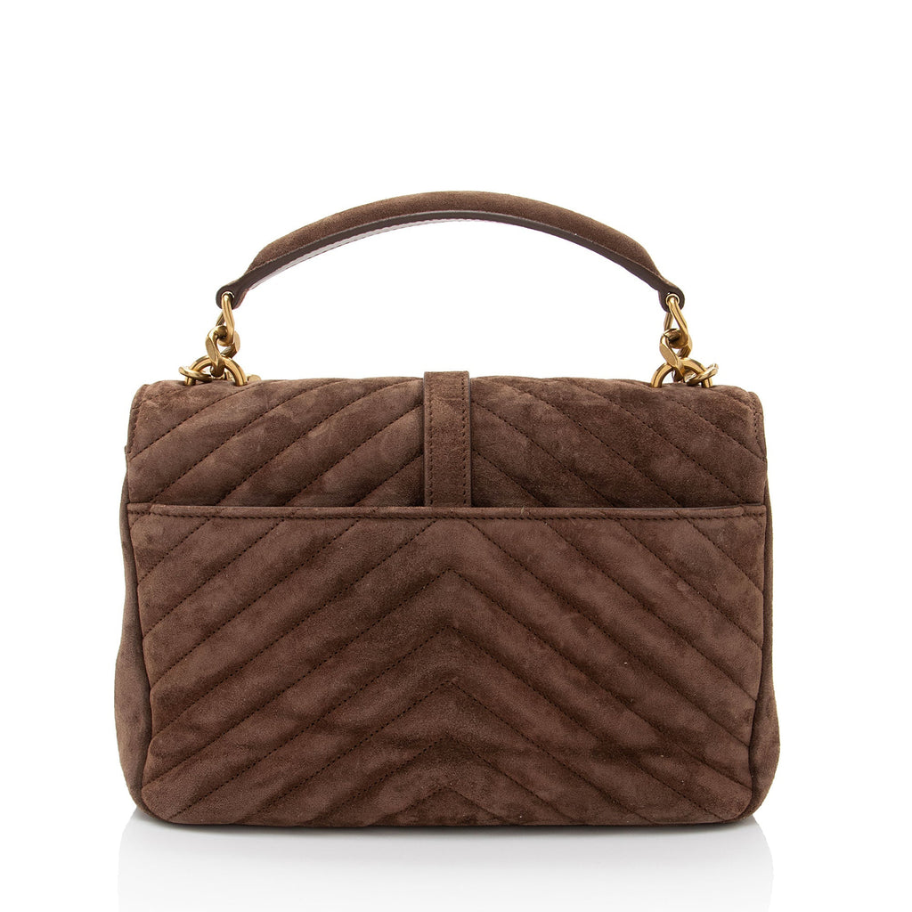 Saint Laurent Matelasse Suede Monogram College Medium Shoulder Bag