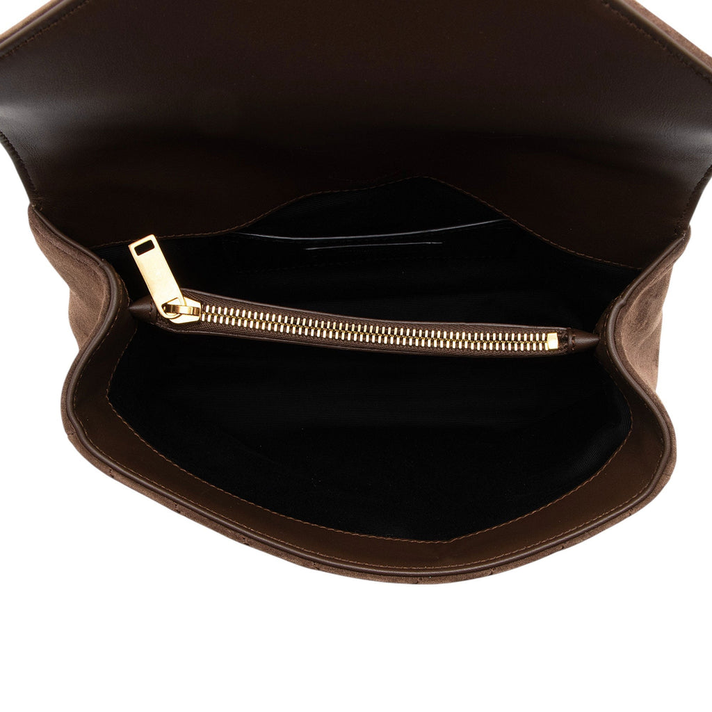 Saint Laurent Matelasse Suede Monogram College Medium Shoulder Bag