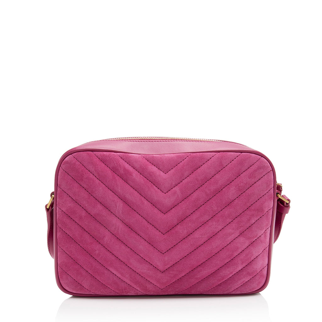 Saint Laurent Matelasse Suede Monogram Lou Camera Bag (SHF-Y84S5Z)