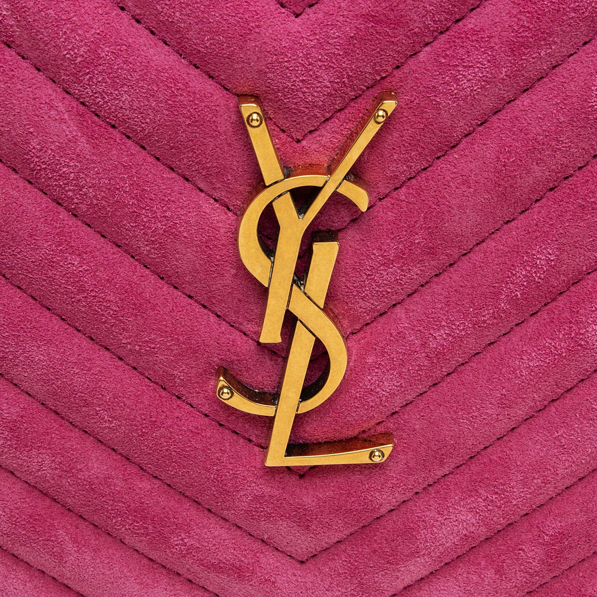 Saint Laurent Matelasse Suede Monogram Lou Camera Bag (SHF-Y84S5Z)