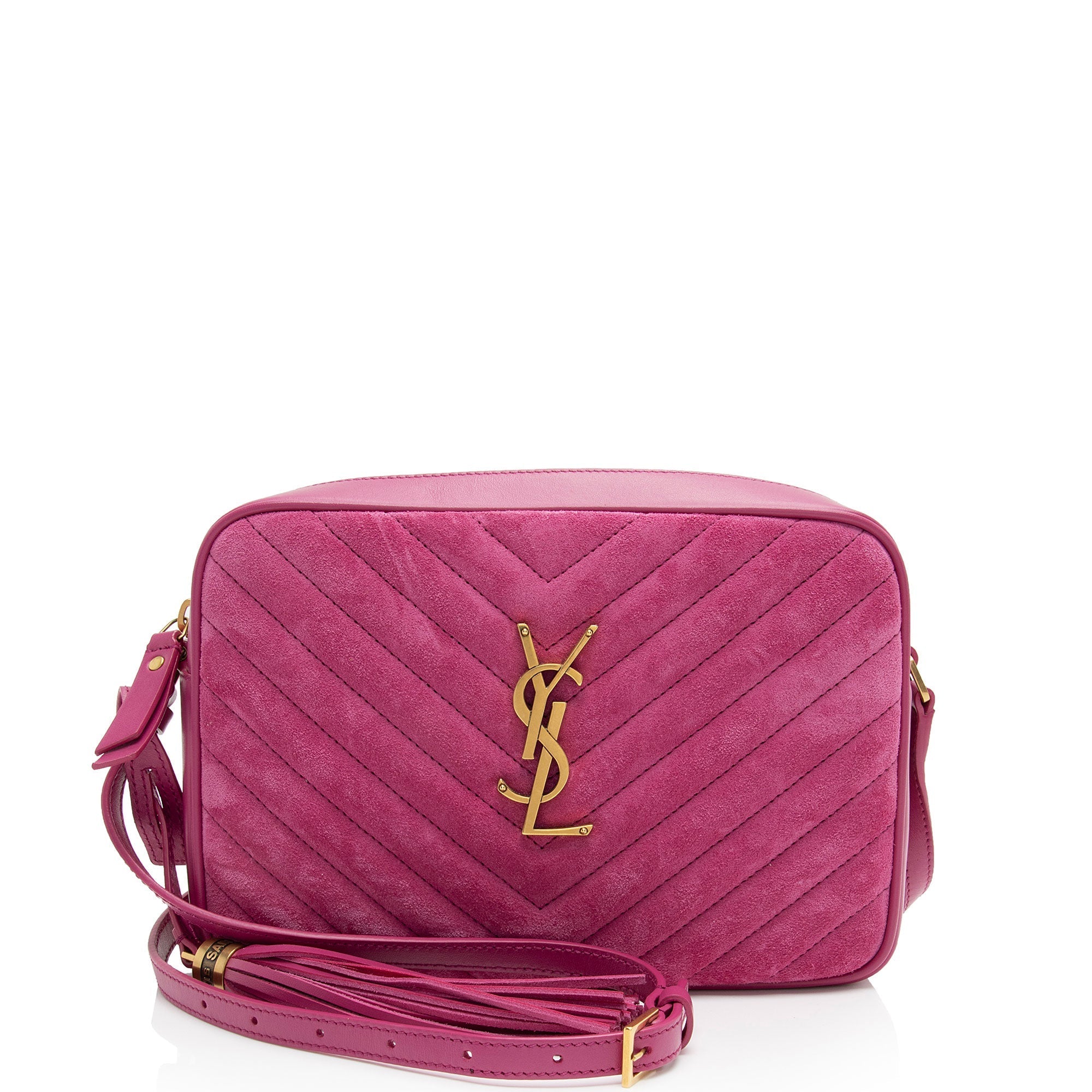 Saint Laurent Matelasse Suede Monogram Lou Camera Bag (SHF-Y84S5Z)