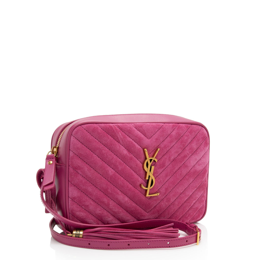 Saint Laurent Matelasse Suede Monogram Lou Camera Bag (SHF-Y84S5Z)