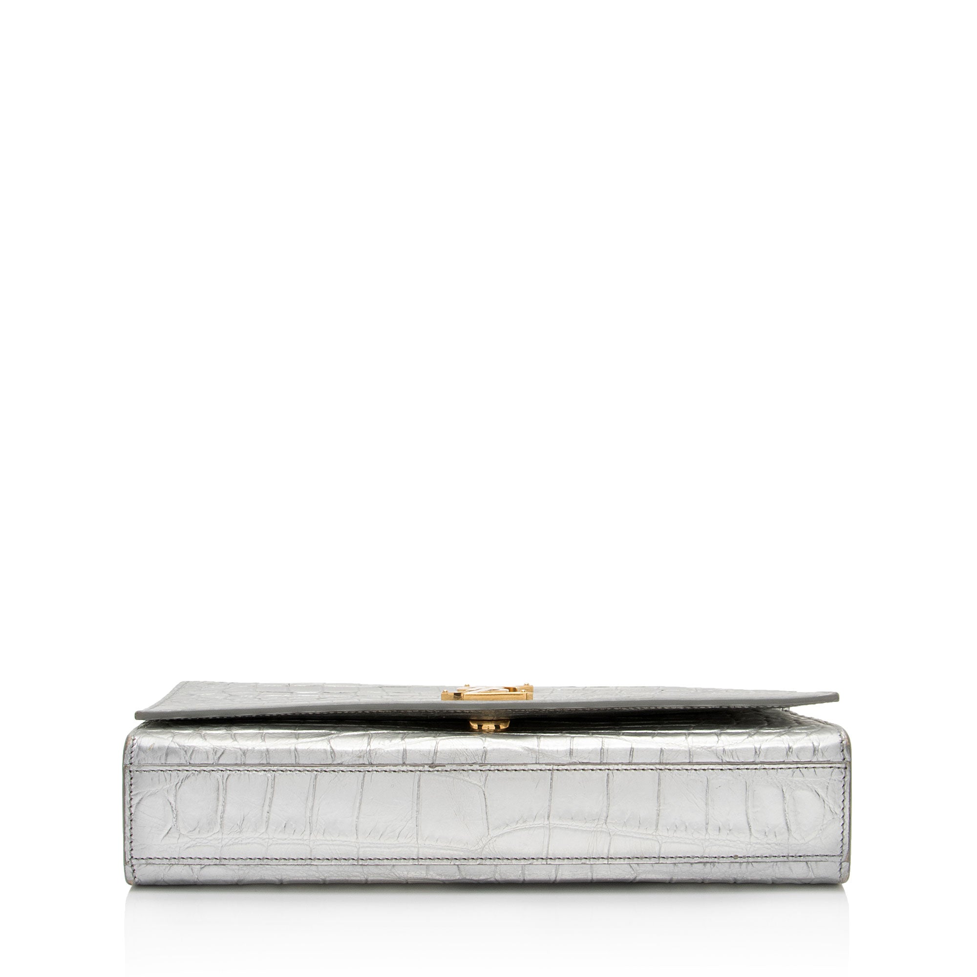 Saint Laurent Metallic Croc Embossed Leather Monogram Kate Medium Shoulder Bag (SHF-GgwCYy)