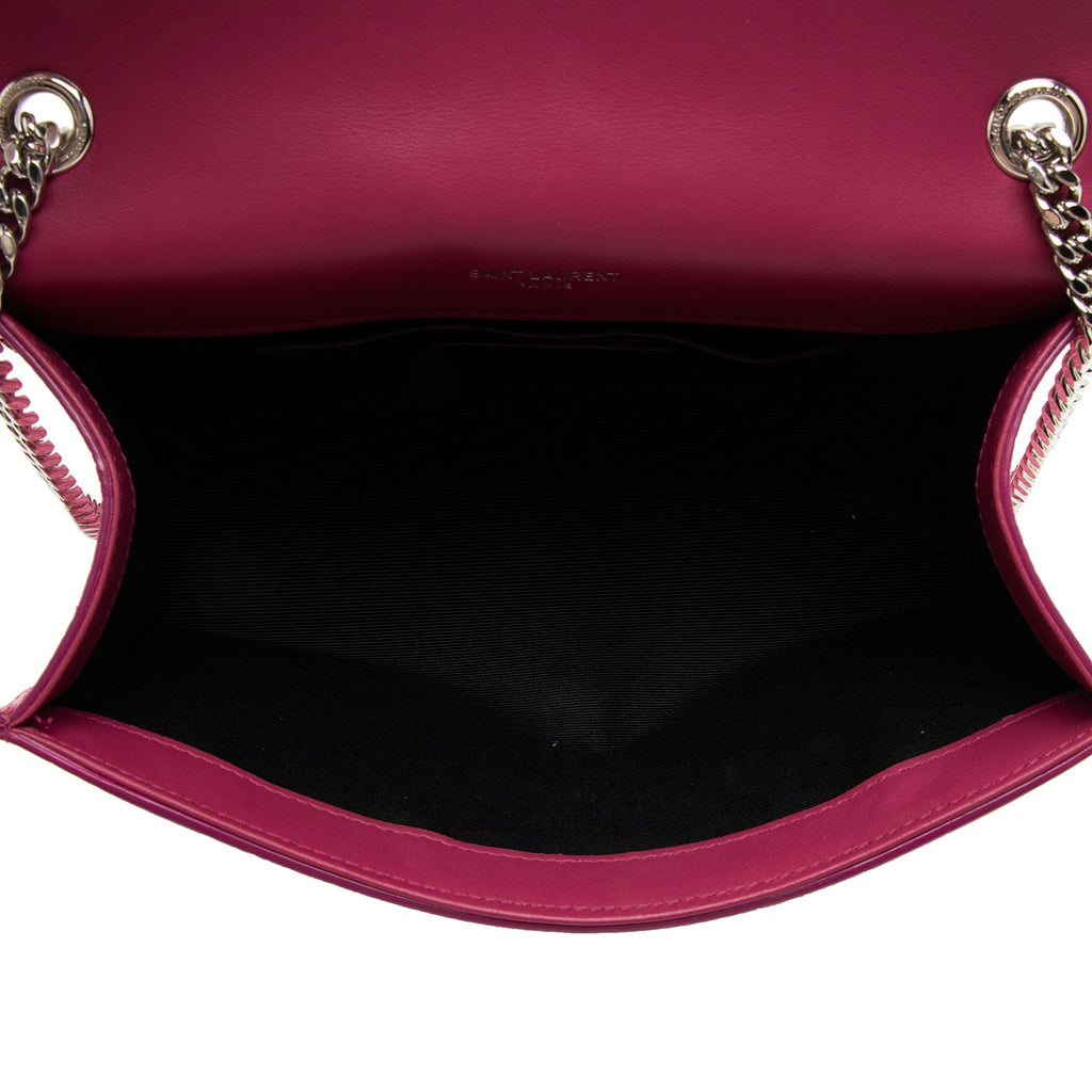 Saint Laurent Metallic Croc Embossed Leather Monogram Small Envelope Bag