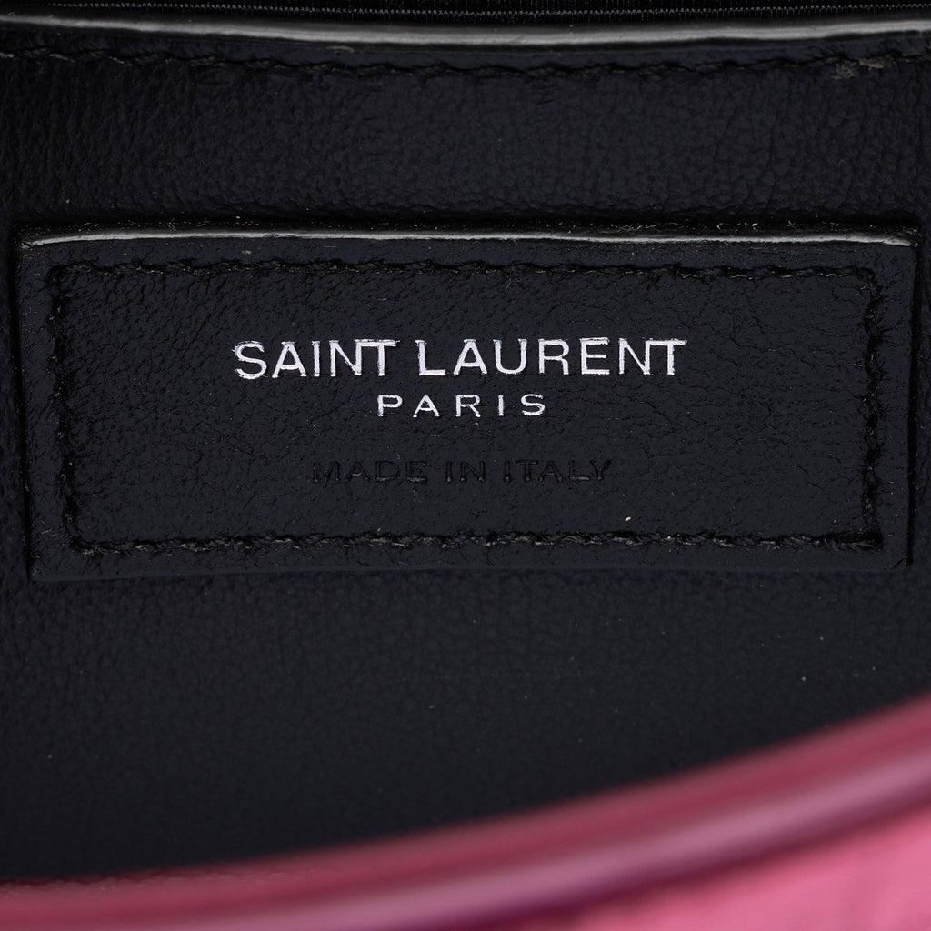 Saint Laurent Metallic Croc Embossed Leather Monogram Small Envelope Bag
