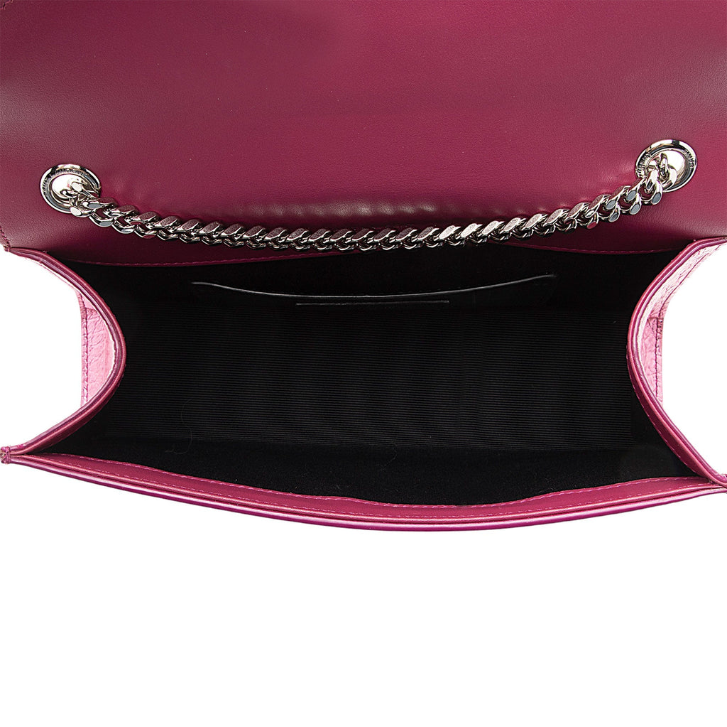 Saint Laurent Metallic Croc Embossed Leather Monogram Small Envelope Bag (SHF-v3reig)