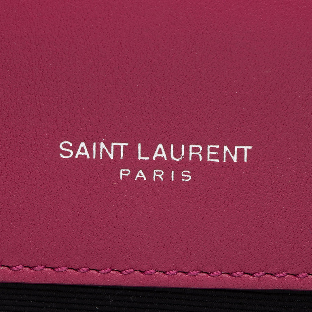 Saint Laurent Metallic Croc Embossed Leather Monogram Small Envelope Bag (SHF-v3reig)