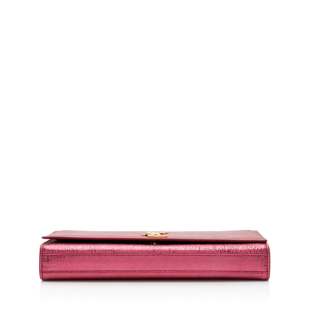 Saint Laurent Metallic Leather Monogram Kate Clutch (SHF-LgZdJZ)