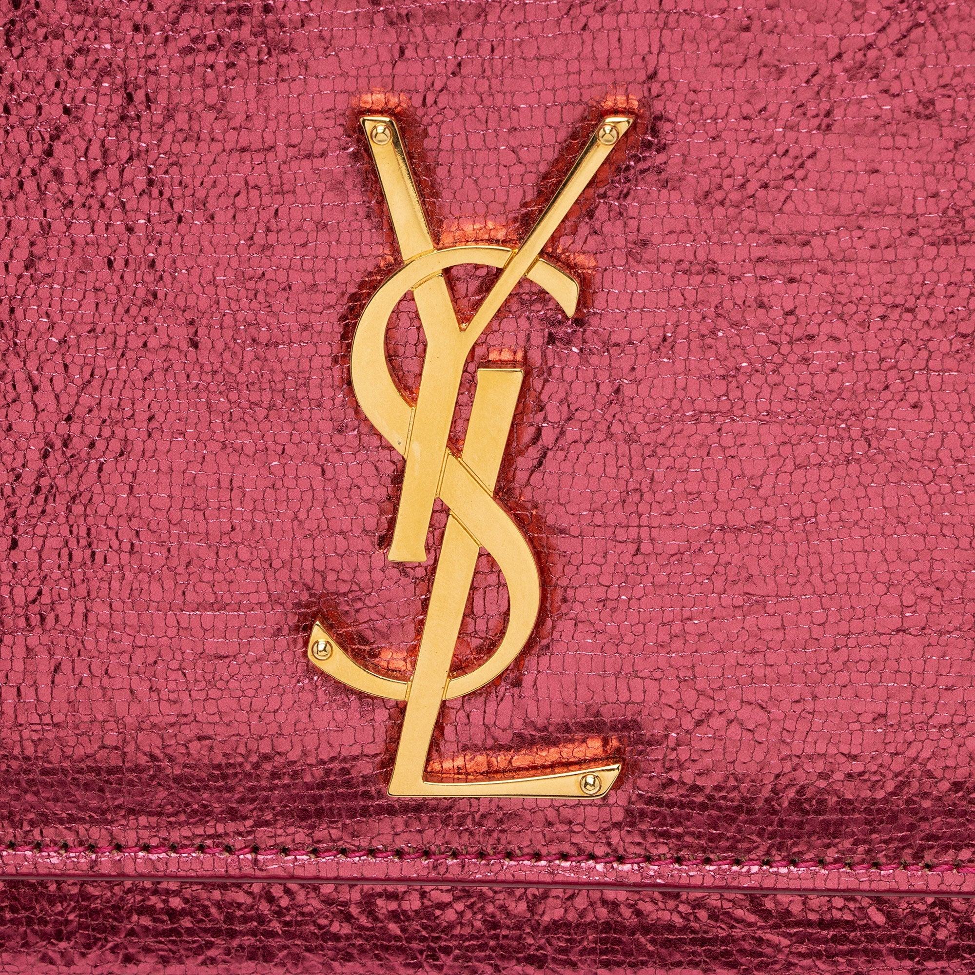 Saint Laurent Metallic Leather Monogram Kate Clutch (SHF-LgZdJZ)