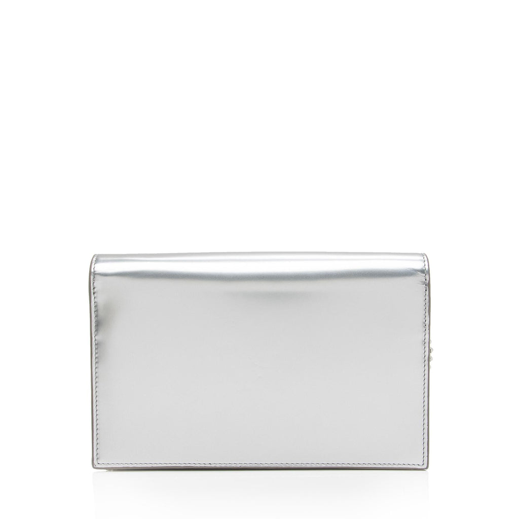 Saint Laurent Metallic Leather Monogram Kate Tassel Chain Wallet (SHF-L70MqM)