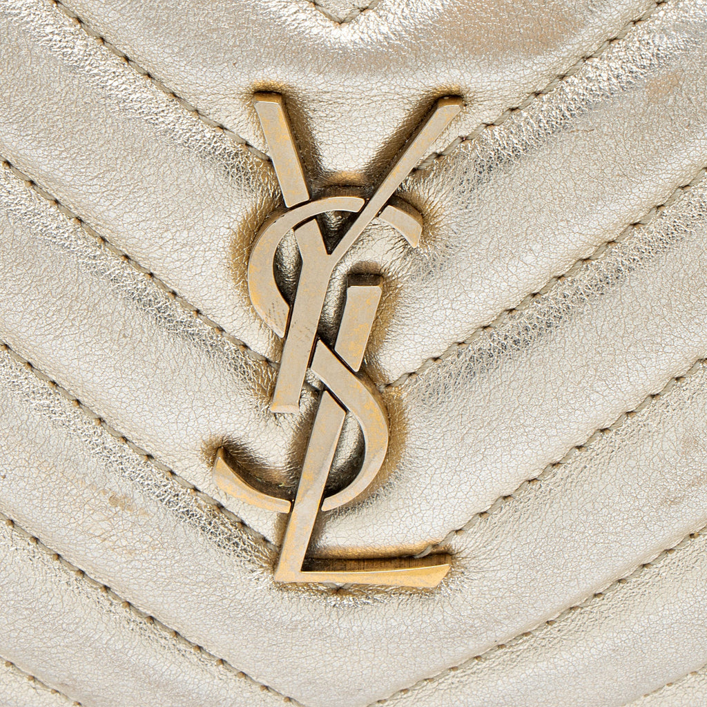 Saint Laurent Metallic Matelasse Calfskin Monogram Small Belt Bag