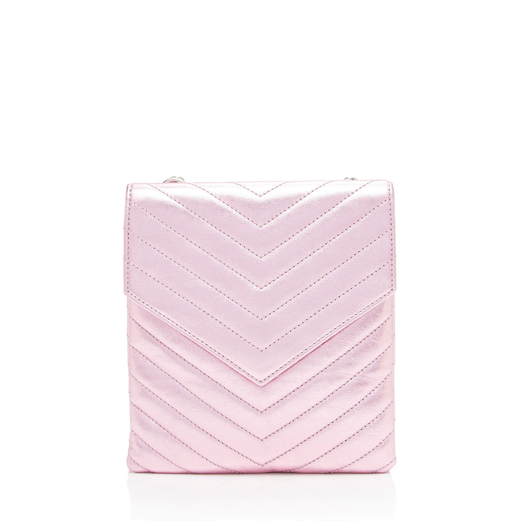 Saint Laurent Metallic Matelasse Lambskin Monogram Small Double Flap Bag (SHF-IdIvhA)