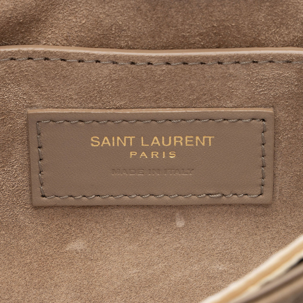 Saint Laurent Metallic Quilted Satin Monogram Le 57 Hobo (SHF-87vuVp)