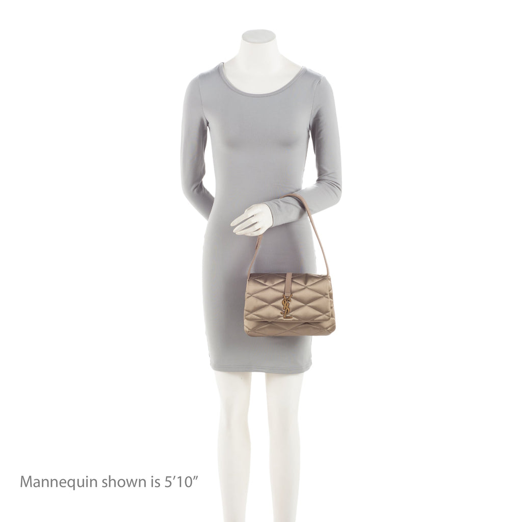 Saint Laurent Metallic Quilted Satin Monogram Le 57 Hobo (SHF-87vuVp)