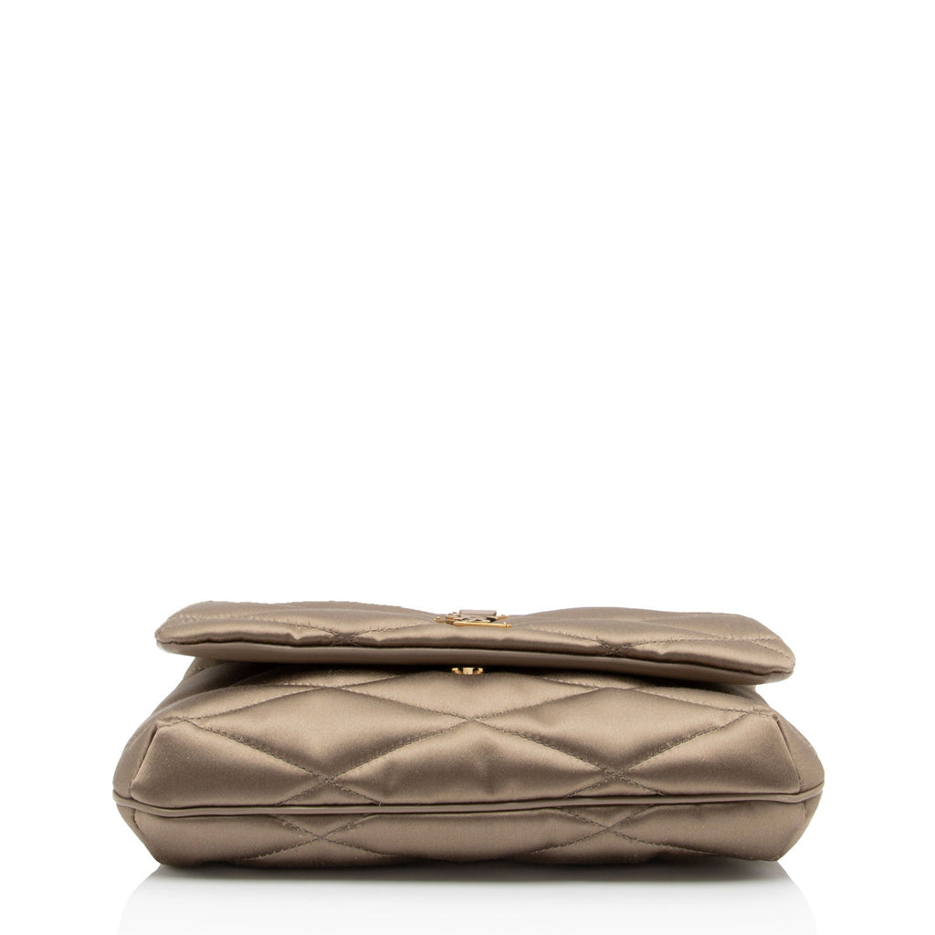 Saint Laurent Metallic Quilted Satin Monogram Le 57 Hobo