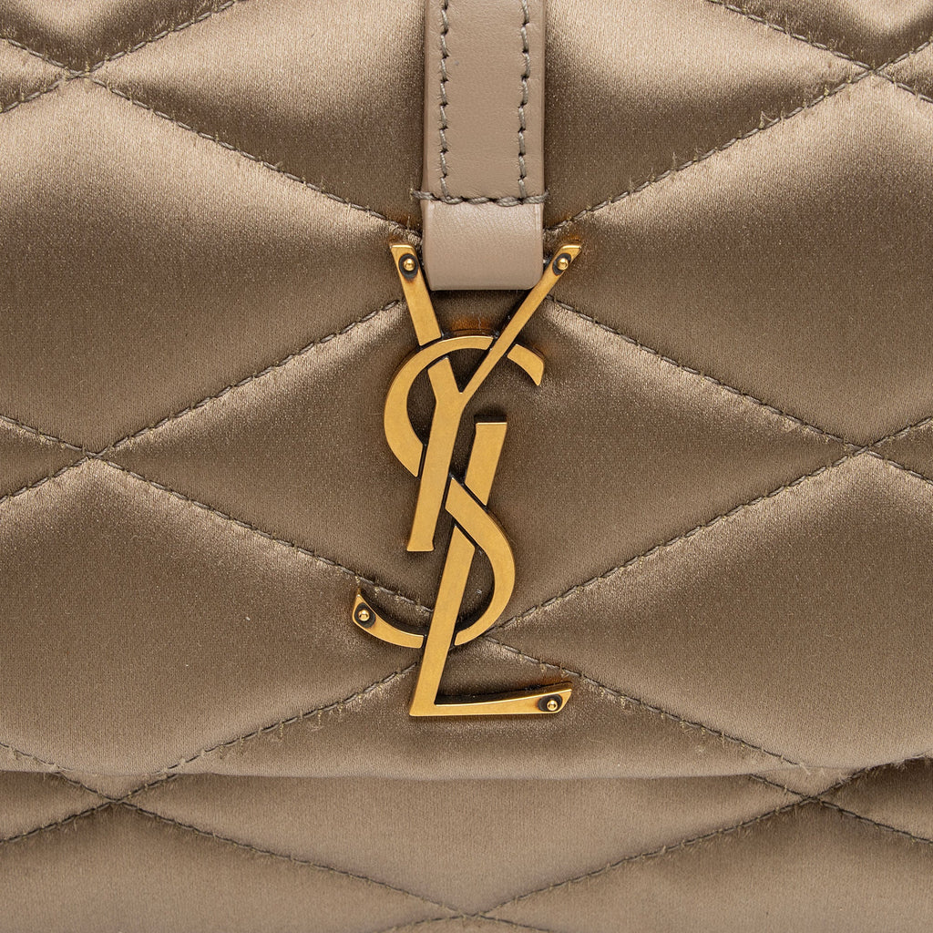 Saint Laurent Metallic Quilted Satin Monogram Le 57 Hobo