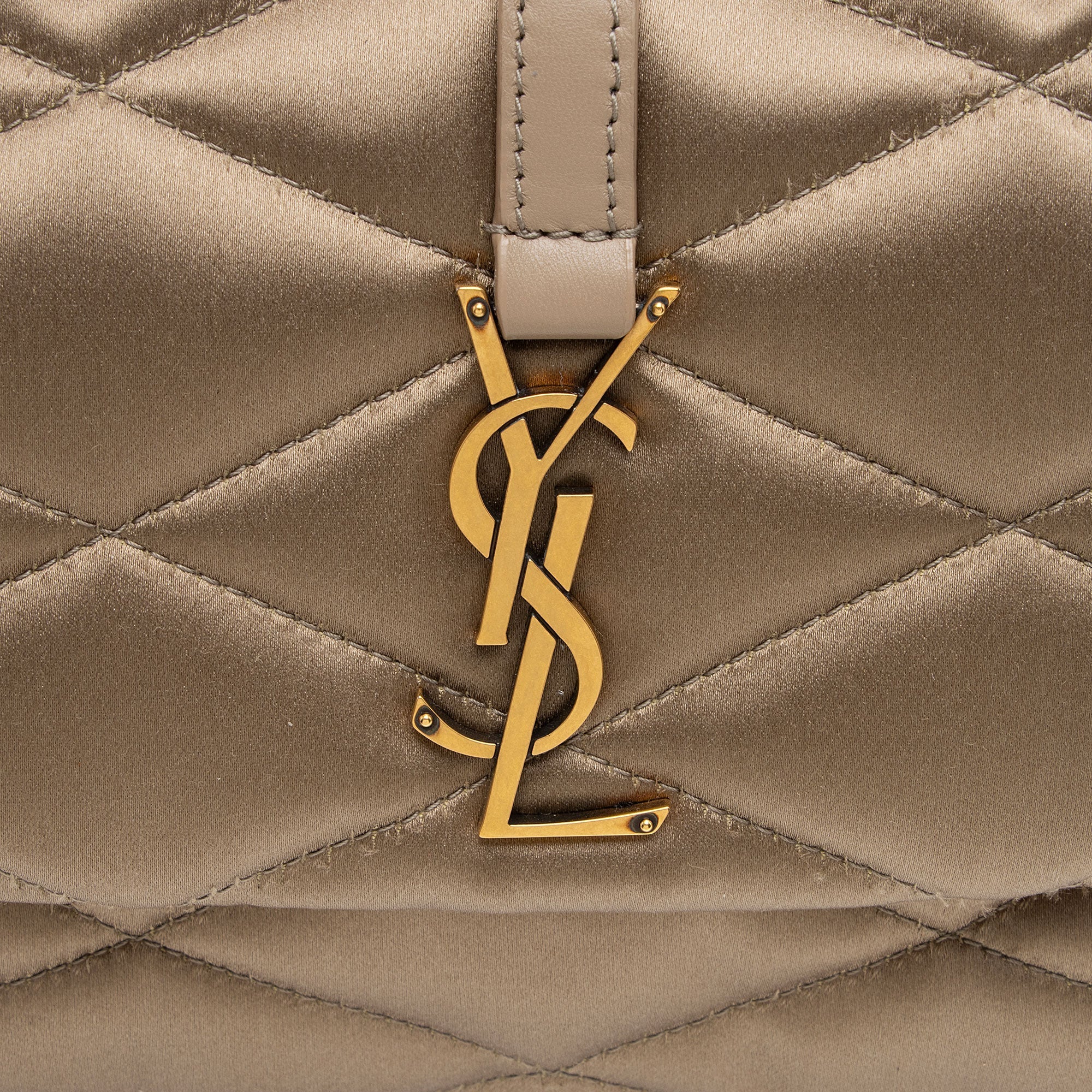 Saint Laurent Metallic Quilted Satin Monogram Le 57 Hobo