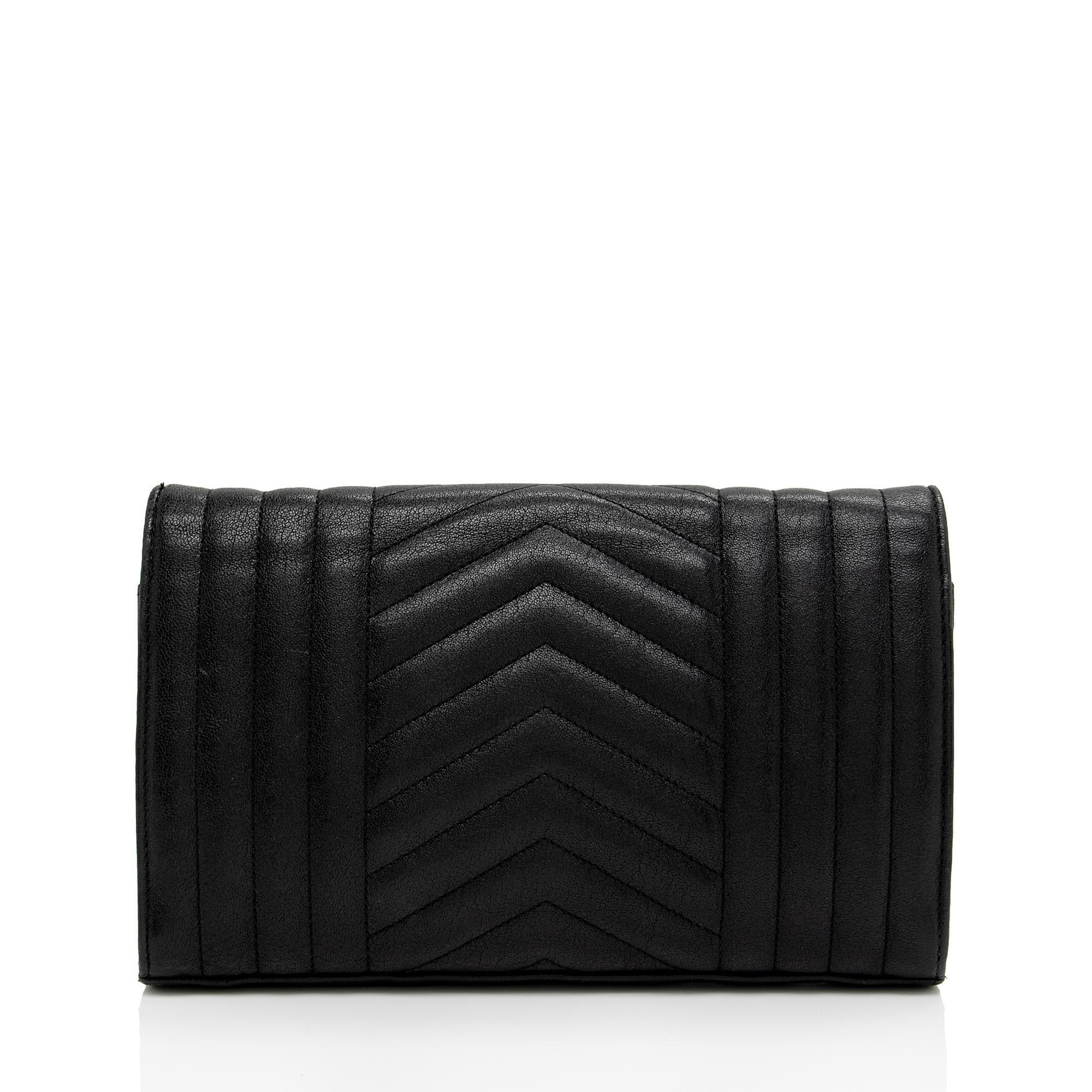 Saint Laurent Mixed Matelasse Calfskin Monogram Chain Wallet (SHF-f944Ez)