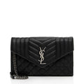 Saint Laurent Mixed Matelasse Calfskin Monogram Chain Wallet (SHF-f944Ez)