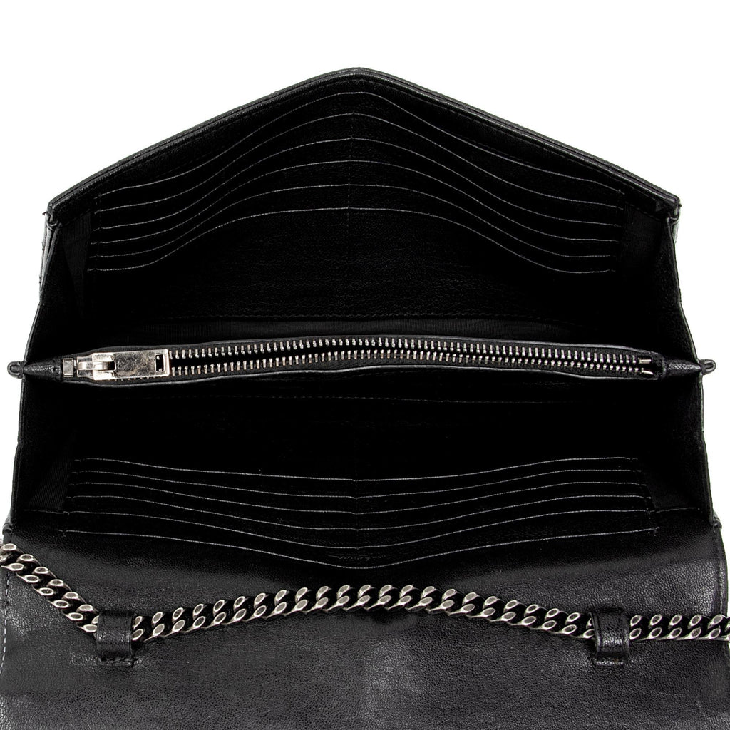 Saint Laurent Mixed Matelasse Calfskin Monogram Chain Wallet (SHF-f944Ez)