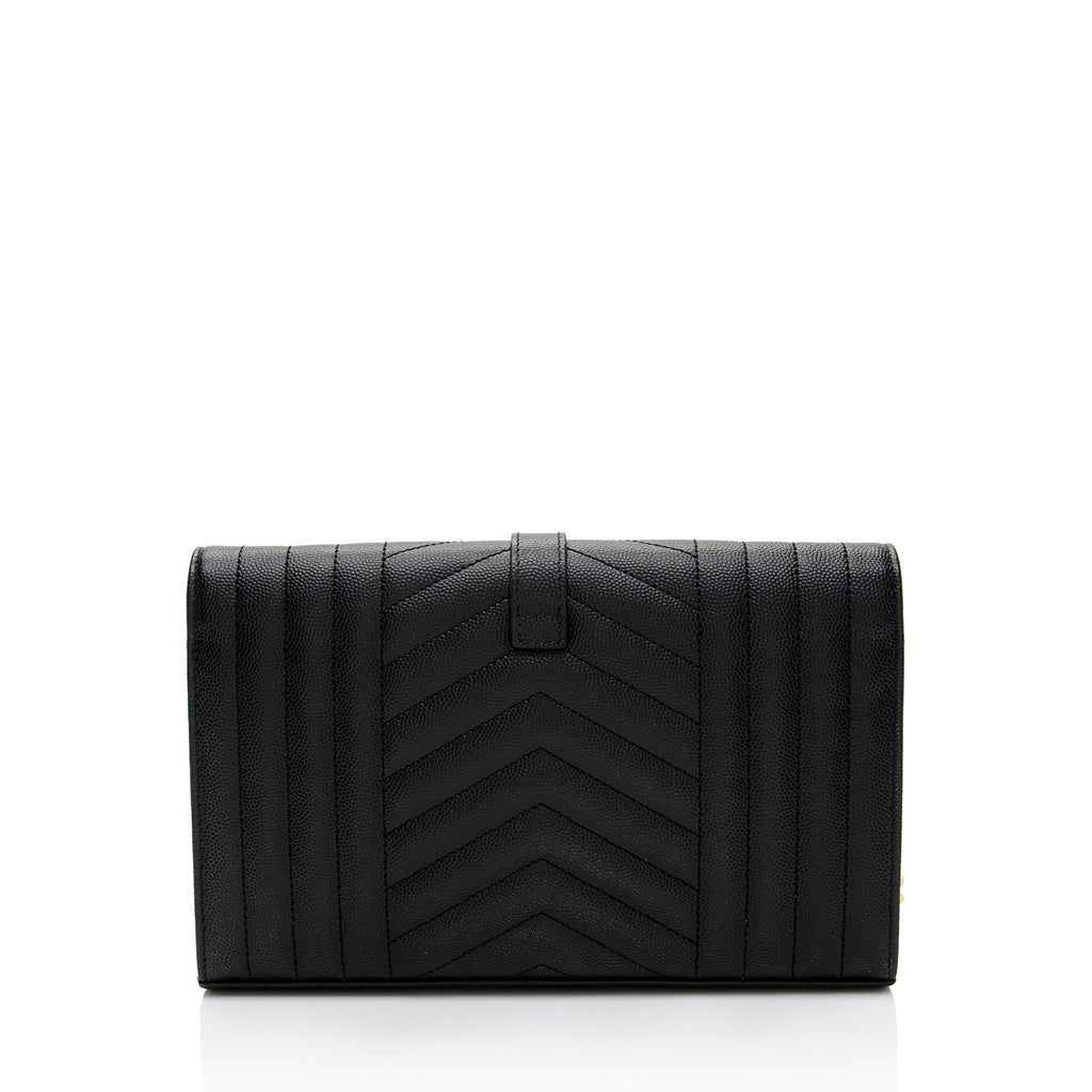 Saint Laurent Mixed Matelasse Calfskin Monogram Chain Wallet (SHF-q01O3t)