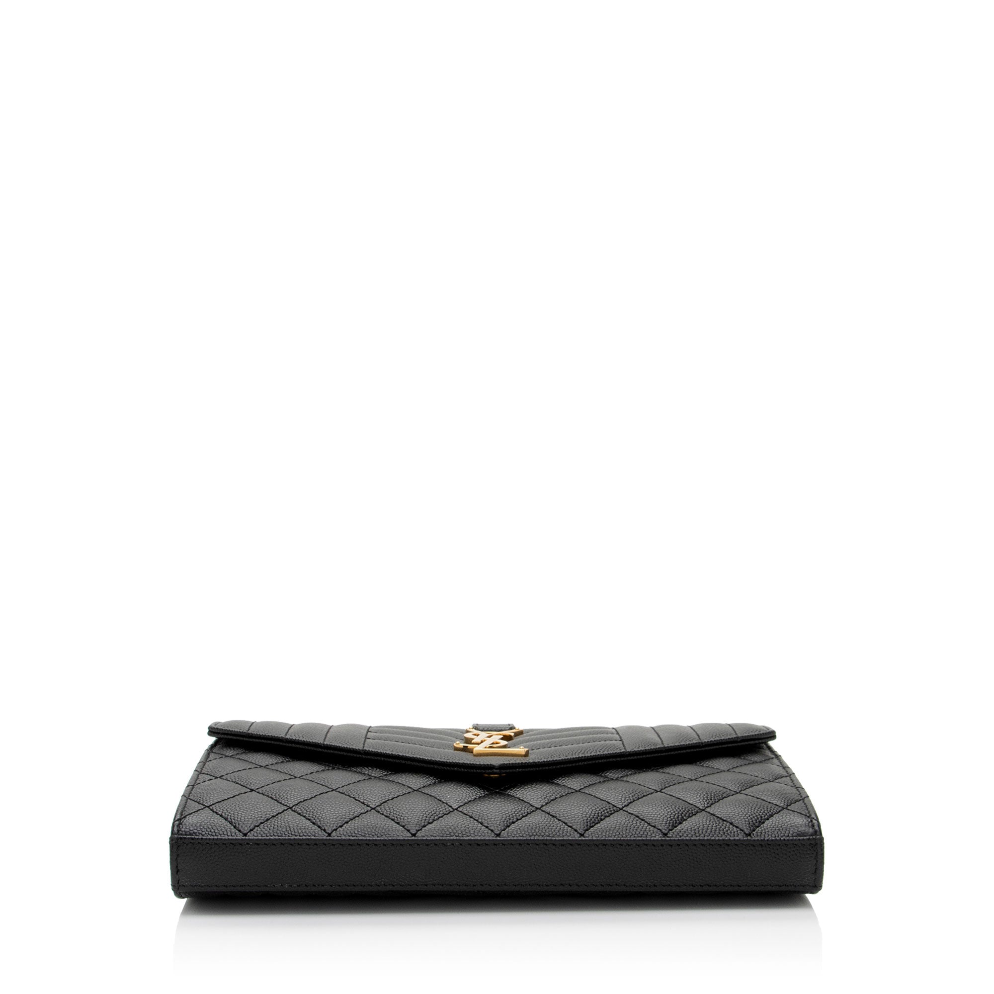 Saint Laurent Mixed Matelasse Calfskin Monogram Chain Wallet (SHF-q01O3t)