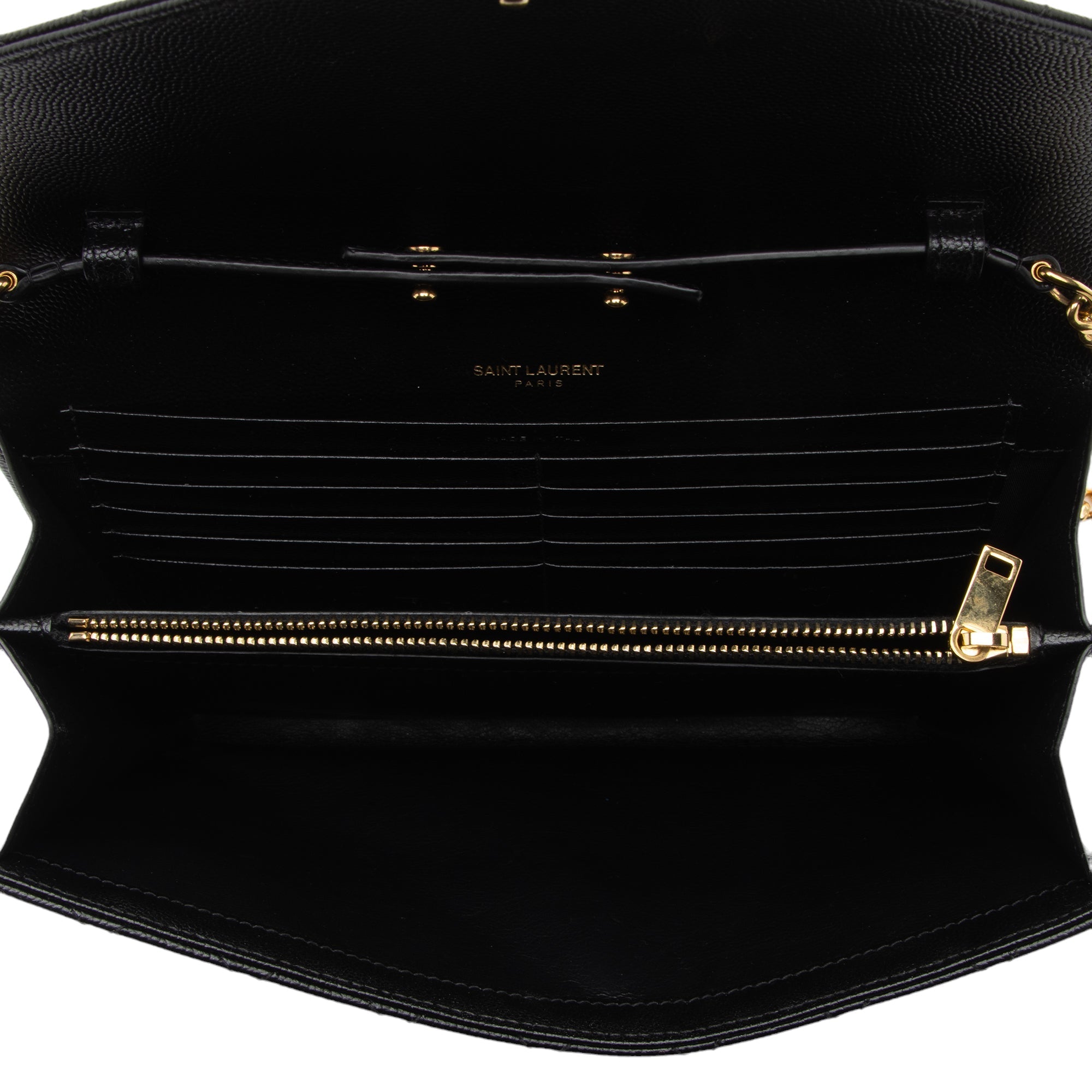Saint Laurent Mixed Matelasse Calfskin Monogram Chain Wallet (SHF-q01O3t)