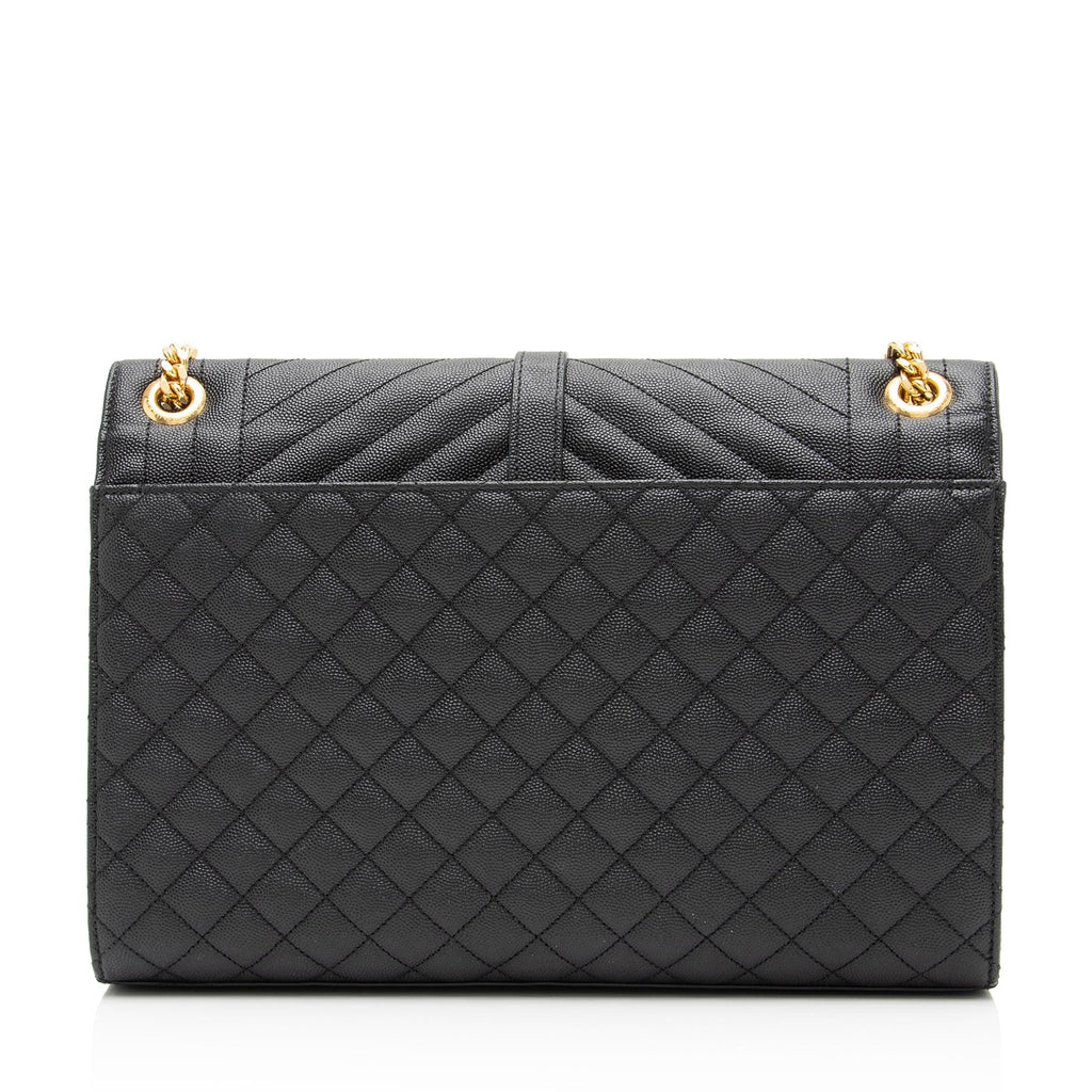 Saint Laurent Mixed Matelasse Calfskin Monogram Large Shoulder Bag (SHF-YGWG8h)