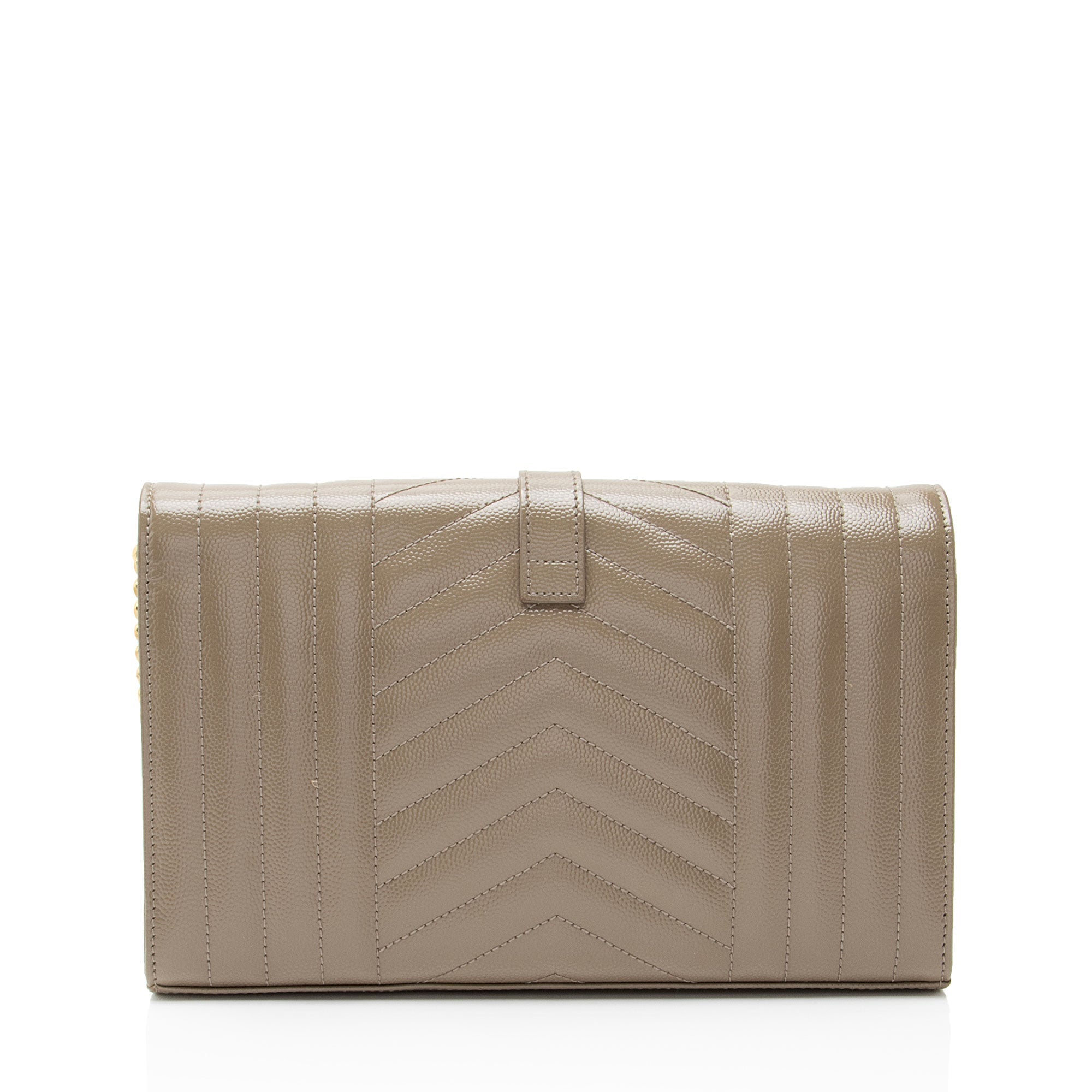 Saint Laurent Mixed Matelasse Grain de Poudre Monogram Chain Wallet
