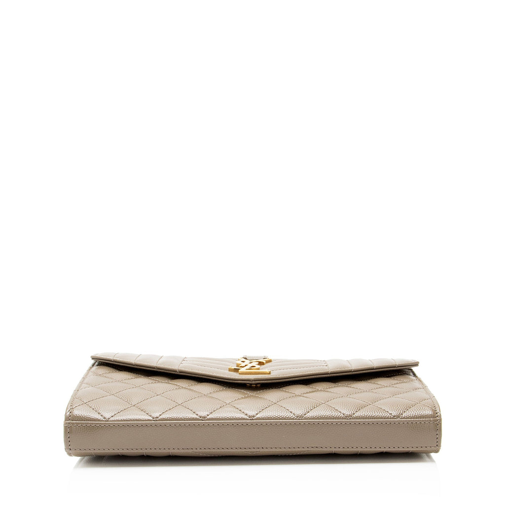 Saint Laurent Mixed Matelasse Grain de Poudre Monogram Chain Wallet