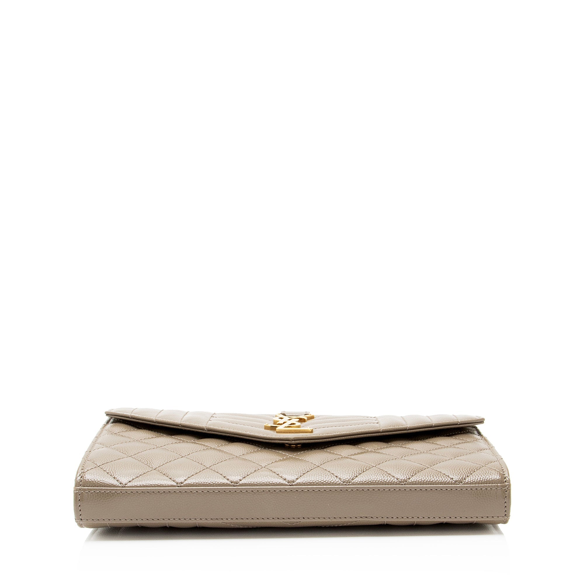 Saint Laurent Mixed Matelasse Grain de Poudre Monogram Chain Wallet
