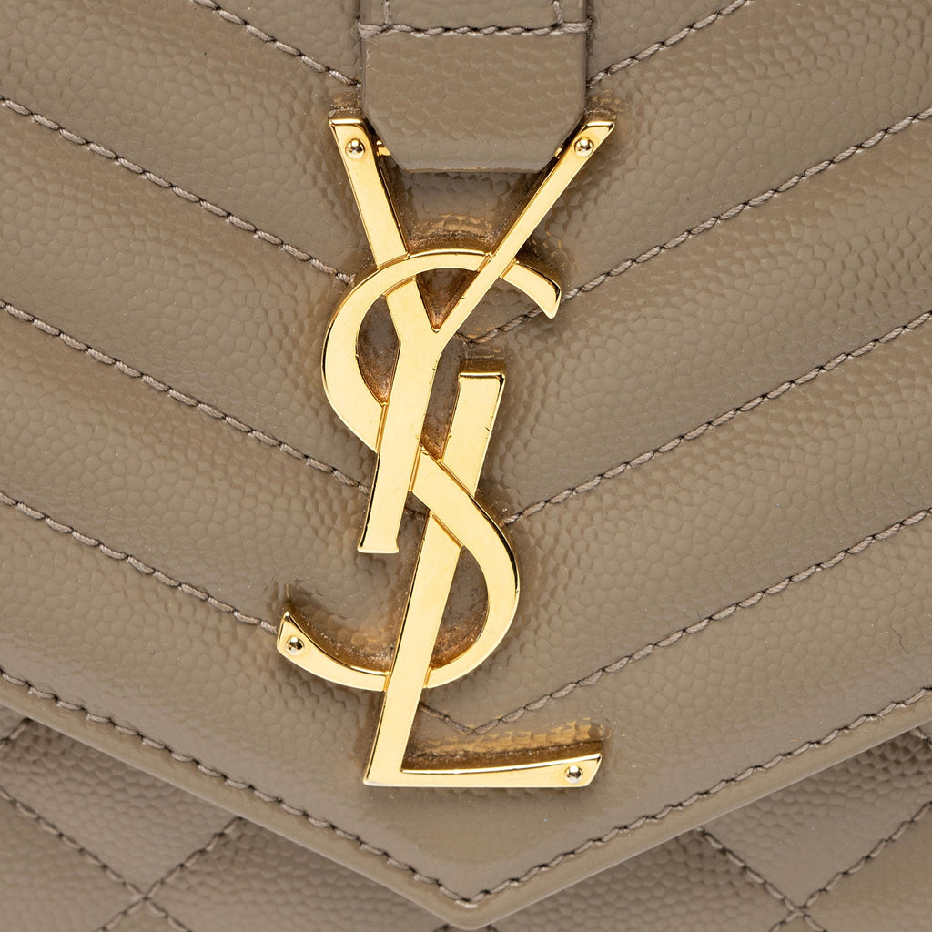 Saint Laurent Mixed Matelasse Grain de Poudre Monogram Chain Wallet