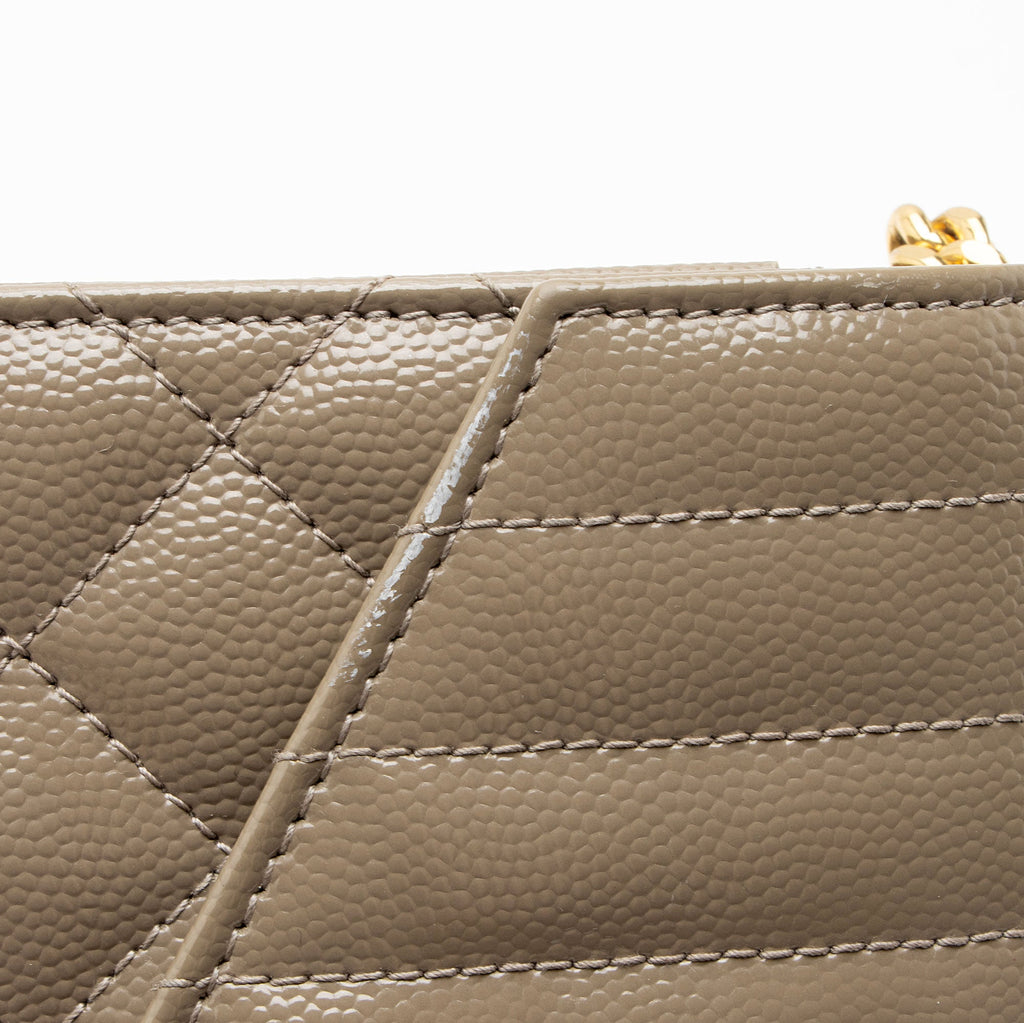 Saint Laurent Mixed Matelasse Grain de Poudre Monogram Chain Wallet