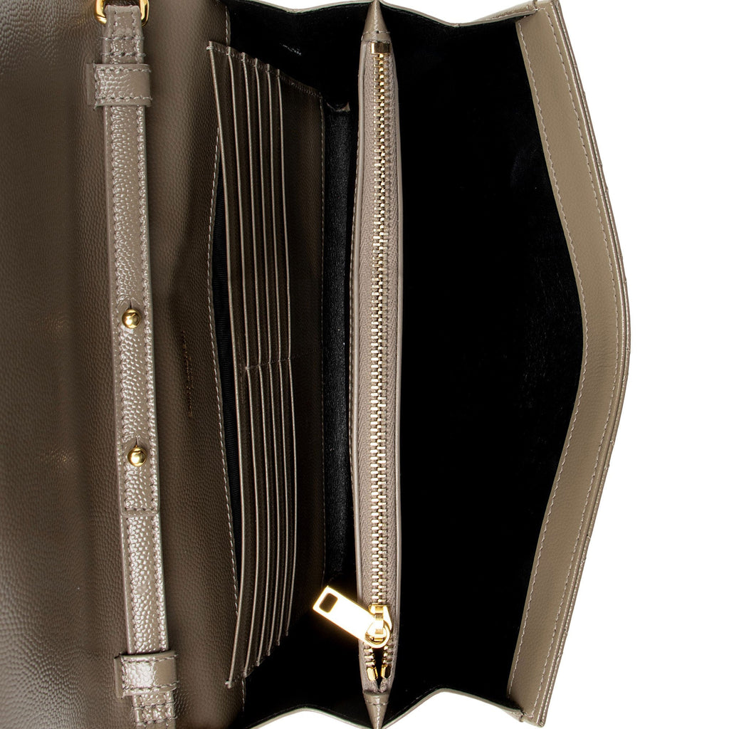 Saint Laurent Mixed Matelasse Grain de Poudre Monogram Chain Wallet