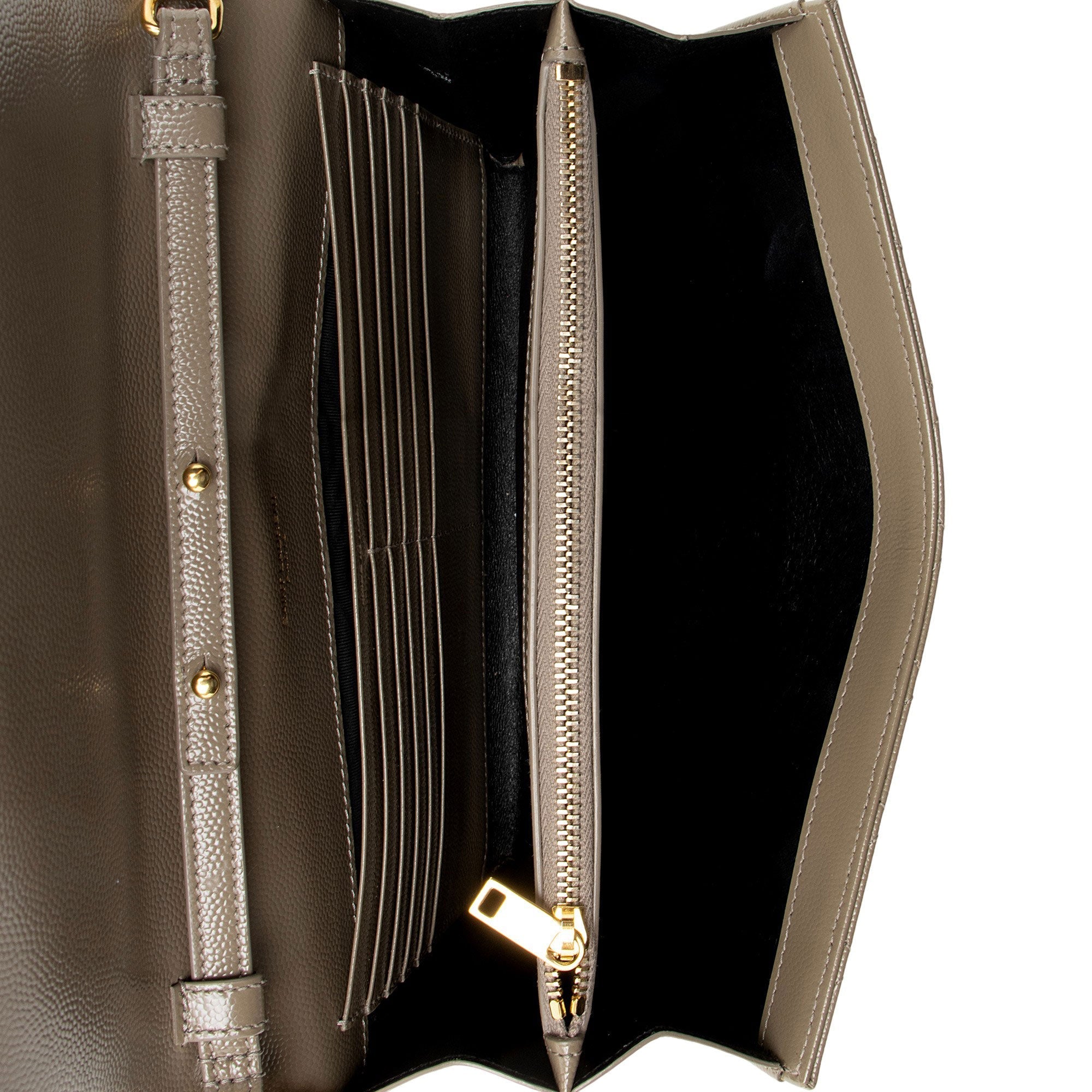 Saint Laurent Mixed Matelasse Grain de Poudre Monogram Chain Wallet