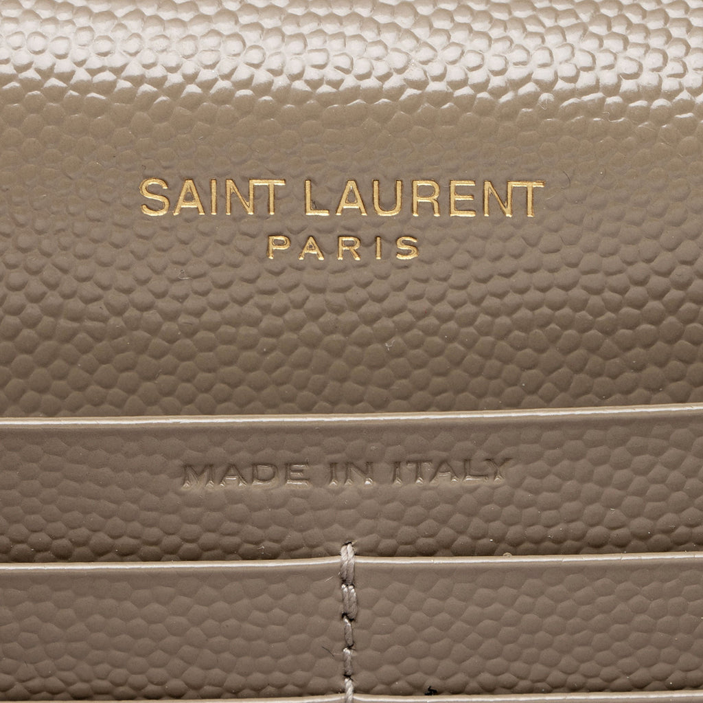 Saint Laurent Mixed Matelasse Grain de Poudre Monogram Chain Wallet