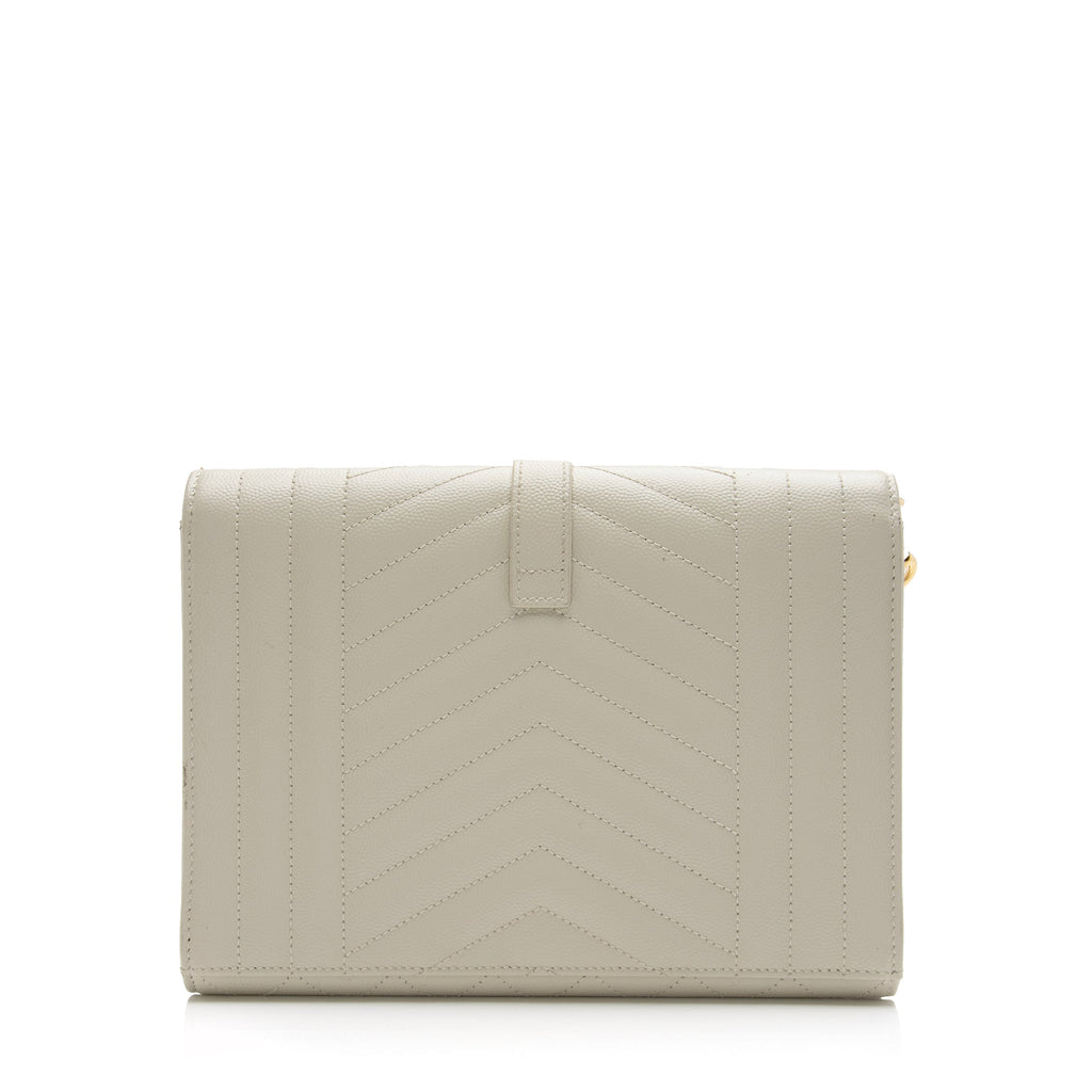 Saint Laurent Mixed Matelasse Grain de Poudre Monogram Envelope Pouch (SHF-23933)