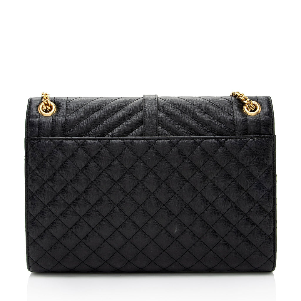 Saint Laurent Mixed Matelasse Grain de Poudre Monogram Large Envelope Bag (SHF-bhZZVe)