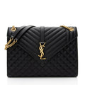 Saint Laurent Mixed Matelasse Grain de Poudre Monogram Large Envelope Bag (SHF-bhZZVe)