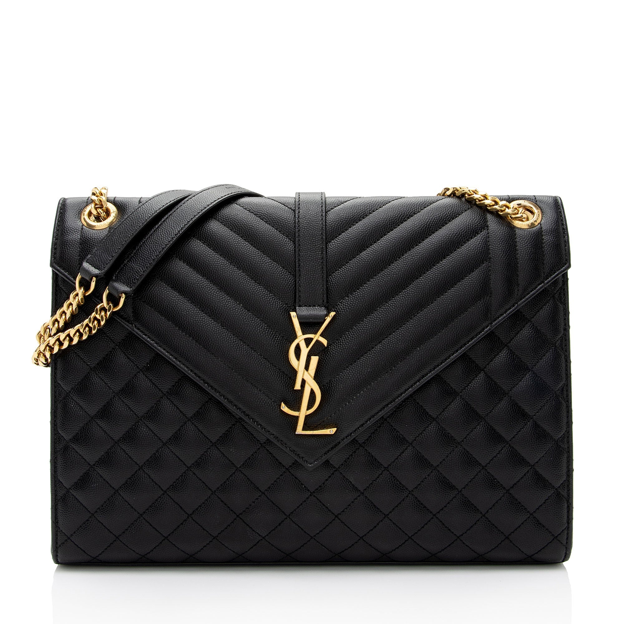 Saint Laurent Mixed Matelasse Grain de Poudre Monogram Large Envelope Bag (SHF-bhZZVe)