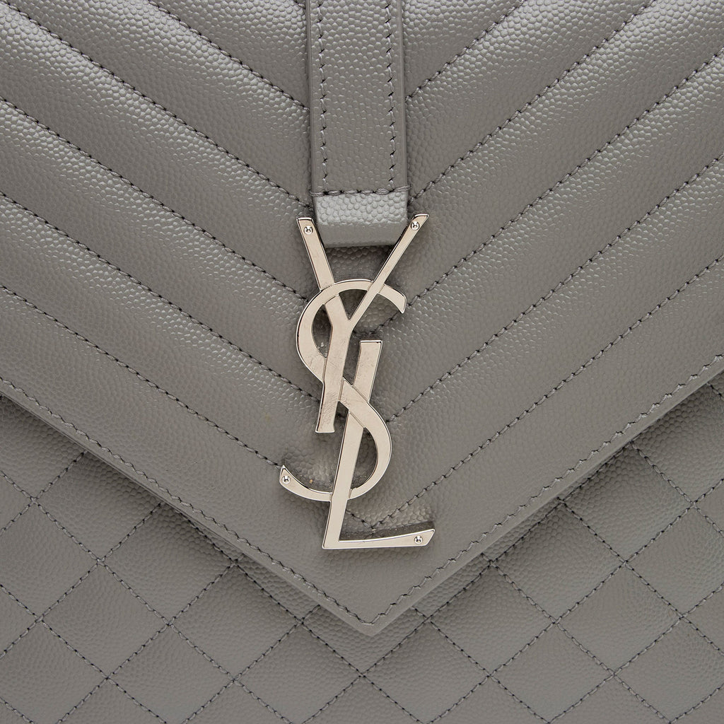 Saint Laurent Mixed Matelasse Grain de Poudre Monogram Large Envelope Bag (SHF-9oCzj0)