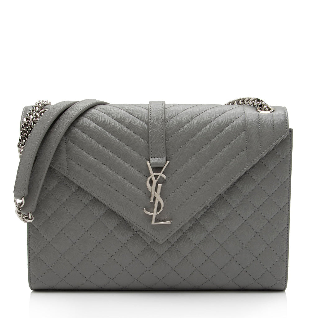 Saint Laurent Mixed Matelasse Grain de Poudre Monogram Large Envelope Bag (SHF-9oCzj0)