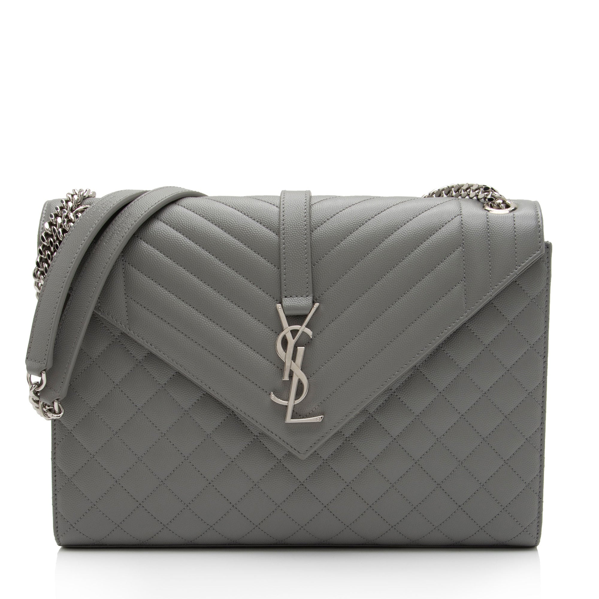 Saint Laurent Mixed Matelasse Grain de Poudre Monogram Large Envelope Bag (SHF-9oCzj0)