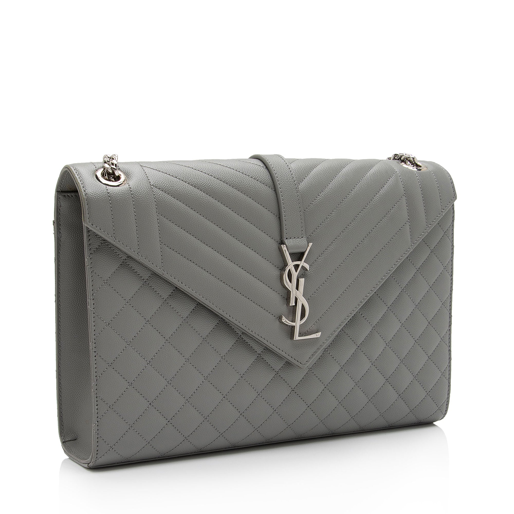 Saint Laurent Mixed Matelasse Grain de Poudre Monogram Large Envelope Bag (SHF-9oCzj0)