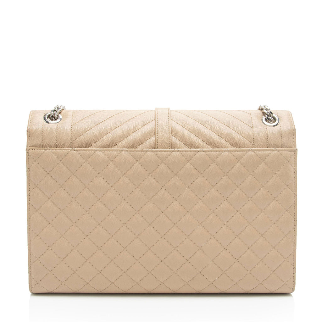 Saint Laurent Mixed Matelasse Grain de Poudre Monogram Large Shoulder Bag