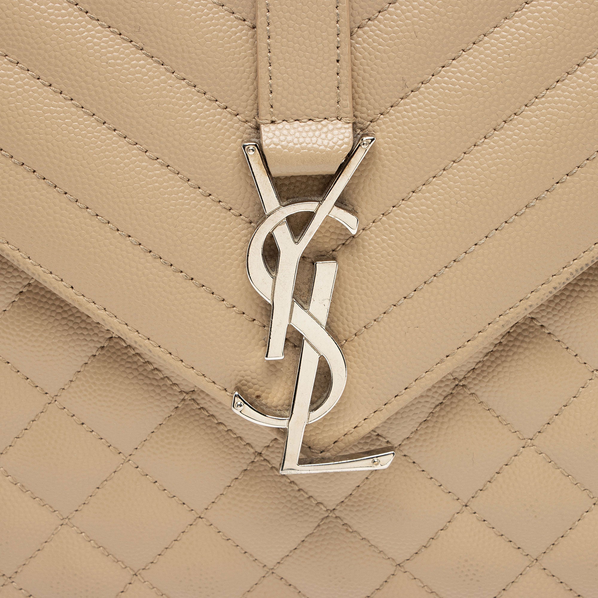 Saint Laurent Mixed Matelasse Grain de Poudre Monogram Large Shoulder Bag